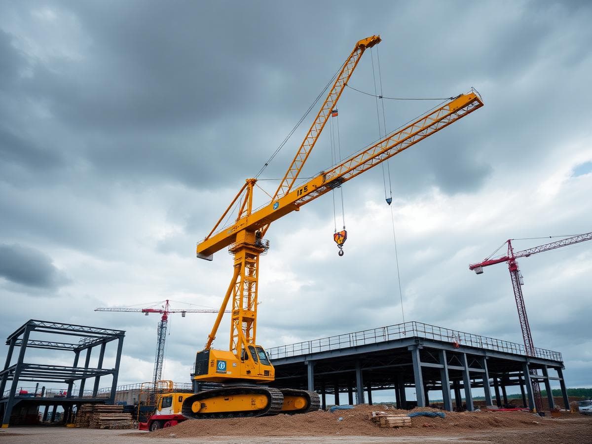 Crane prepared for lifting operations